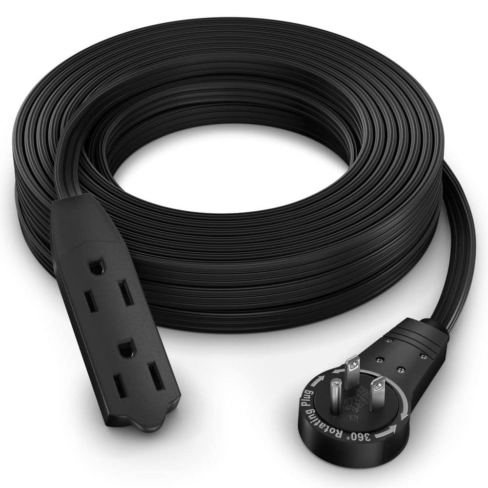 25 ft. 16 / 3 Light Duty Indoor Extension Cord with 360° Rotating Flat Plug 3-Outlet 13 Amp Black price history on PriceWatchPro