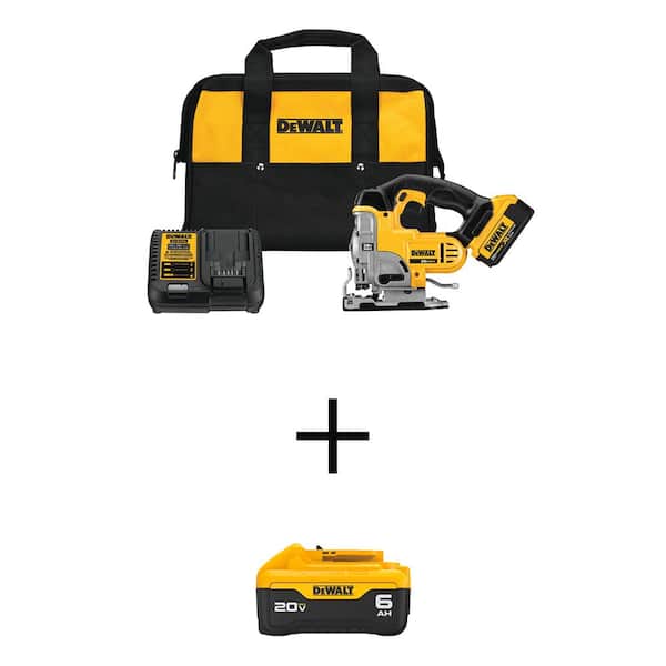 20V MAX Lithium-Ion Cordless Jig Saw with (1) 20V 4.0Ah Battery and (1) 20V MAX Premium 6.0Ah Battery Pack