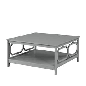 Omega 36 in. Gray Medium Square Wood Coffee Table with Shelf