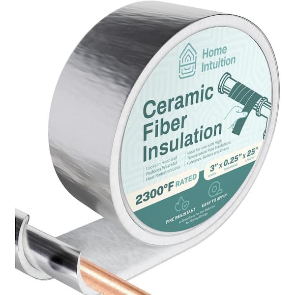 HOME INTUITION 3 in. x 25 ft. Ceramic Water Pipe Insulation Wrap Roll 2300F Rated Outdoor Pipe Wrap Insulation Tape (2-Pack)