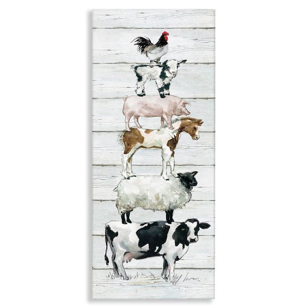 Country Farm Animal Stack by Carol Robinson Unframed Graphic Art Print Animal 24 in. x 10 in.