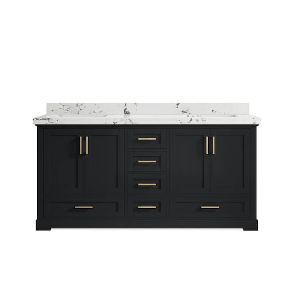 Willow Collections Boston 72 in. W x 22 in. D x 36 in. H Double Sink Bath Vanity in Wrought Iron with 2 in. Viola Night qt. Top