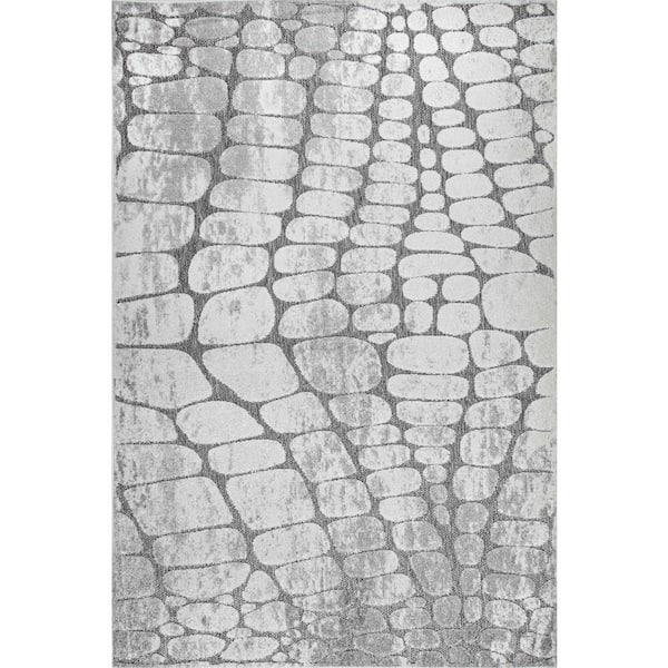nuLOOM Jaycee Textured Stone Gray 5 ft. x 8 ft. Indoor/Outdoor Patio Area Rug