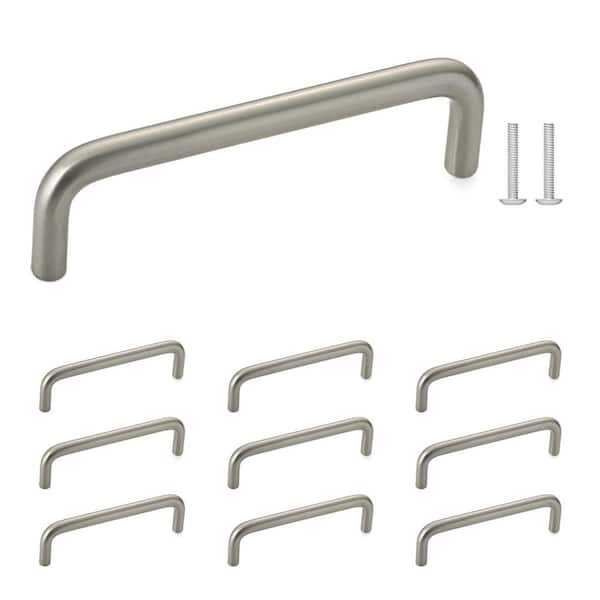 (10-Pack) Castleton Collection 4 in. (102 mm) Modern Brushed Nickel Round Cabinet Bar Pull (10-Pack)