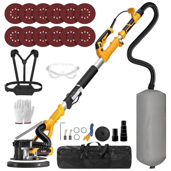 880W Drywall Sander with Vacuum Dust Collector, 5 Adjustable Speeds 1000-2100RPM, LED Light, Handle, 12 Sanding Discs