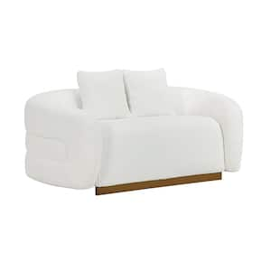 71 in. W Newnan White Sherpa Fabric 2-Seater Loveseat