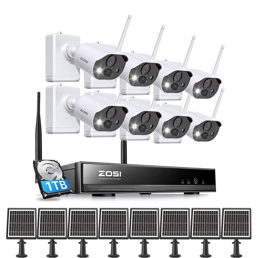 ZOSI 8 Channel 3MP 1TB NVR Security Camera System with 8 Wireless