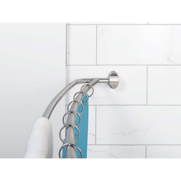 Swcorp AC-AZSR88BN 48-88 in. Anzzi Shower Curtain Rod with Shower Hooks in Brushed Nickel