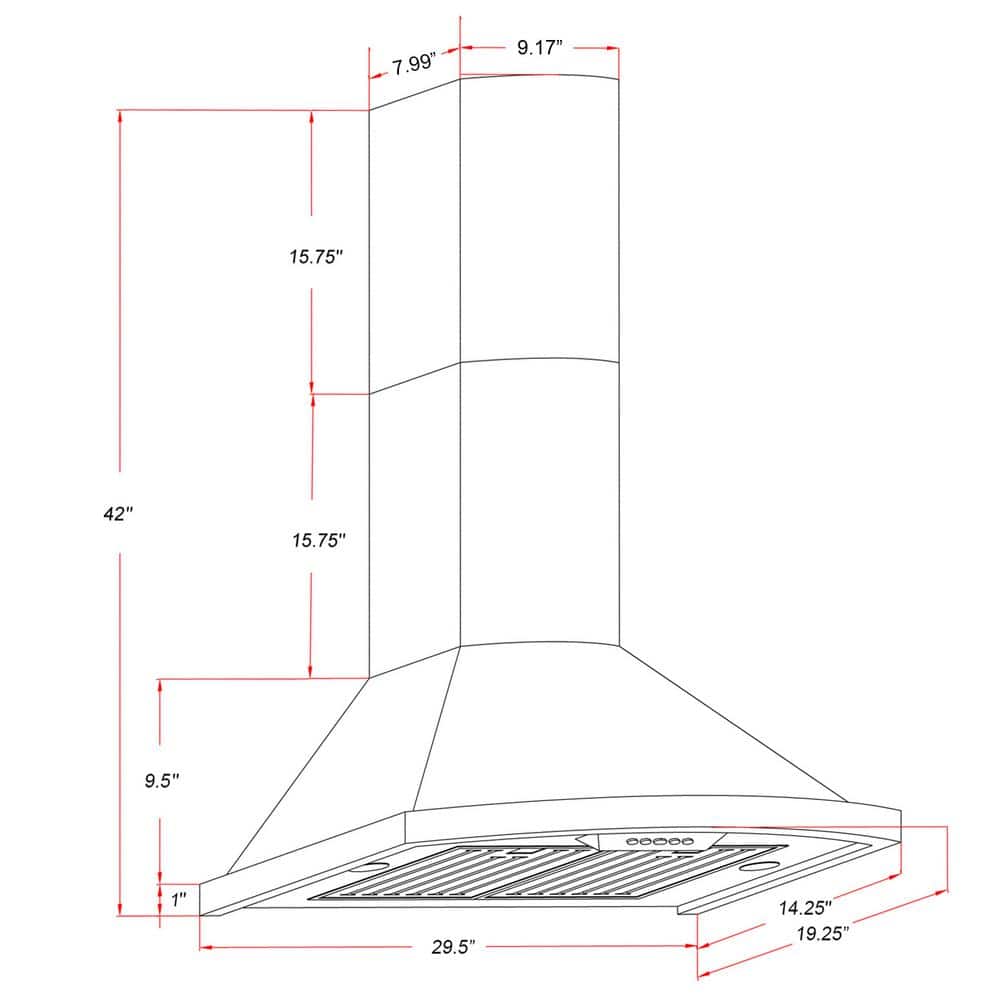 30-Inch Vine Embossed Copper Convertible Wall-Mounted Range Hood