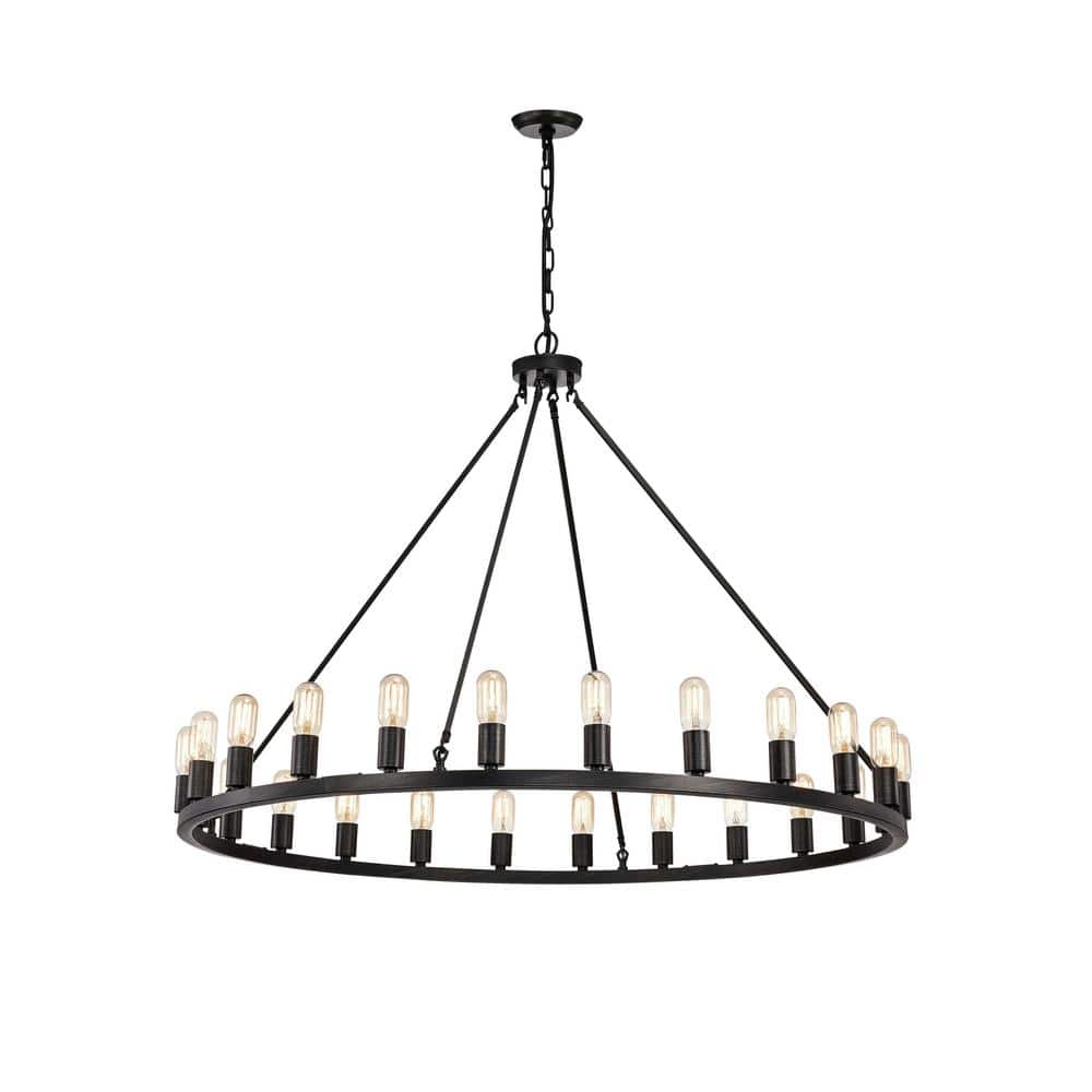 Camila 24-Light 47.3 in. Antique Black Metal Wagon Wheel Chandelier price history on PriceWatchPro