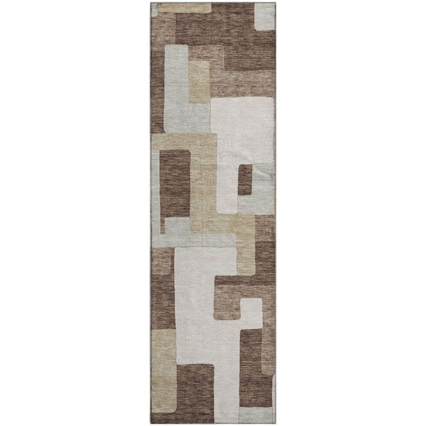 Addison Rugs Mayfield Premium Machine Washable Abstract AMF955 Brown 2 ft. 3 in. x 7 ft. 6 in. Runner Rug