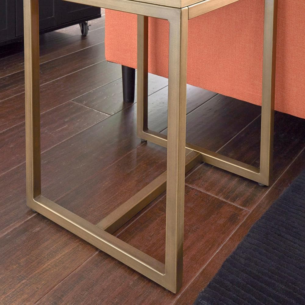 Contemporary Geometric 25.5" Cream & Gold Mosaic End Table