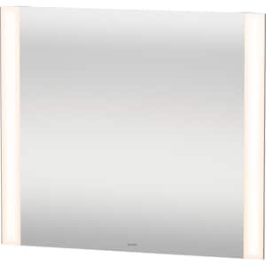 Light and Mirror 1.375 in. W x 27.5 in. H Rectangular Frameless Wall Mount Bathroom Vanity Mirror in White
