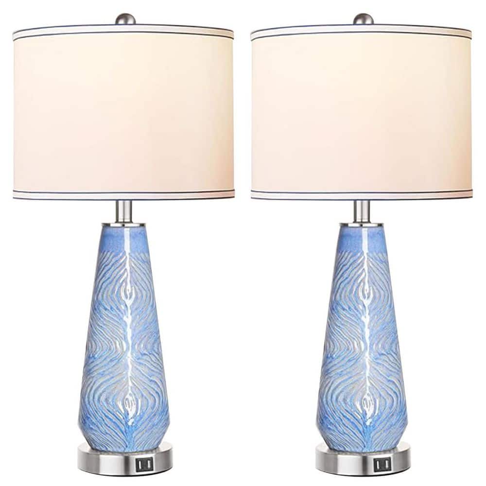 27 in. Modern Ceramic Table Lamp, Monets Starry Sky Bedside Lamp for Bedro