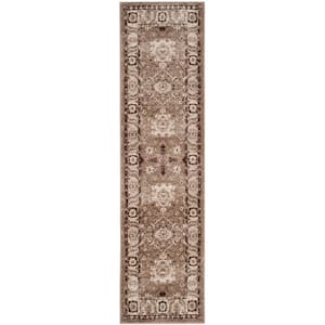 Vintage Hamadan Taupe 2 ft. x 8 ft. Border Runner Rug