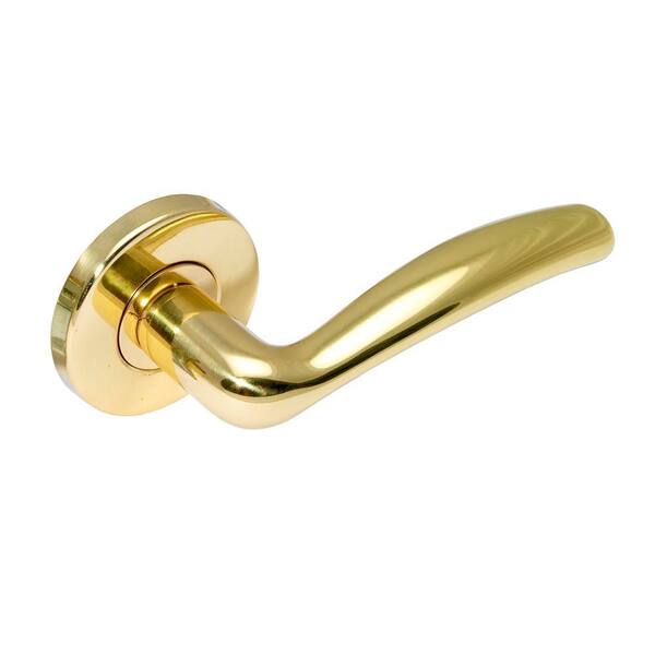 Manital Easy Polished Brass Right-Hand Dummy Lever on Rose