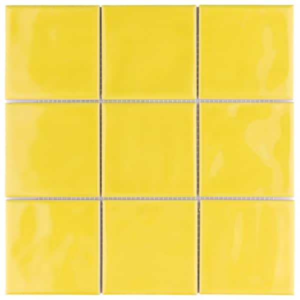 Merola Tile Twist Square Yellow Lemon 11-3/4 in. x 11-3/4 in