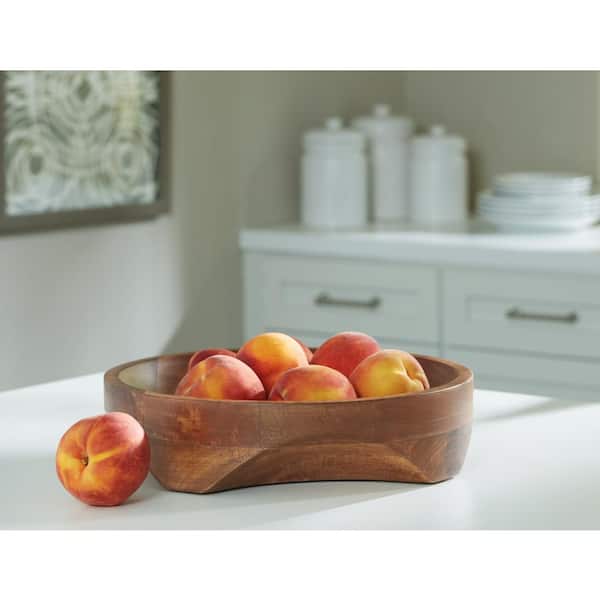 Myrtewood Brown Round Wood 14 in. Decorative Bowls