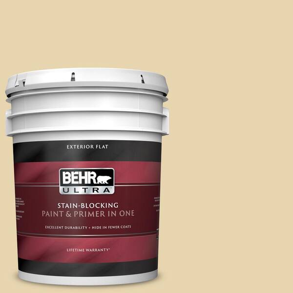 BEHR ULTRA 5 gal. #UL180-11 Lemon Drop Flat Exterior Paint and Primer in One