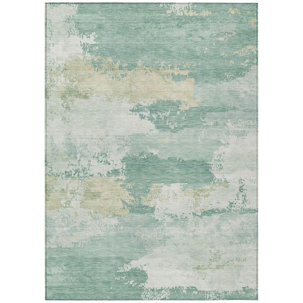 Chantille Machine Washable Indoor/Outdoor Abstract ACN2372 Turquoise 9 ft. x 12 ft. Area Rug