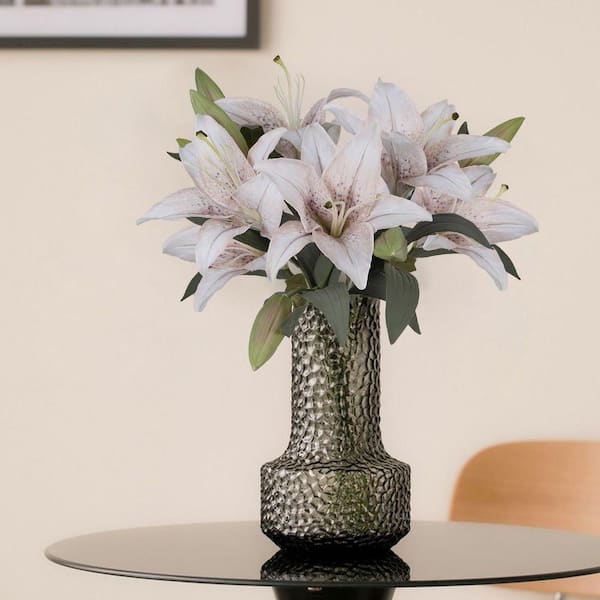Angel Sar Vintage 20.86 in. White Silk Indoor Artificial Lily