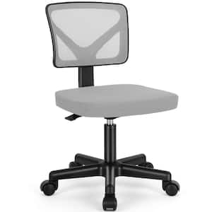 Mesh Back Adjustable Height Ergonomic Armless Computer Office Chair in Grey for Small Spaces