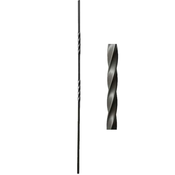 Atlas Stair Parts 44 in. x 1/2 in. Ash Grey Double Twist Square Base Hollow Wrought Iron Stair Baluster