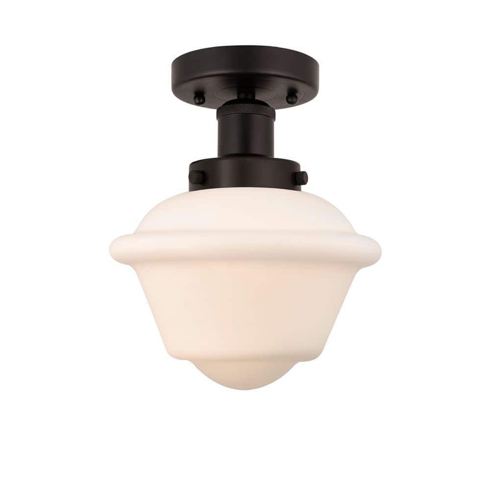 Oxford 6.5 in. 1-Light Oil Rubbed Bronze Industrial Semi-Flush Mount with Frosted Glass Shade price history on PriceWatchPro