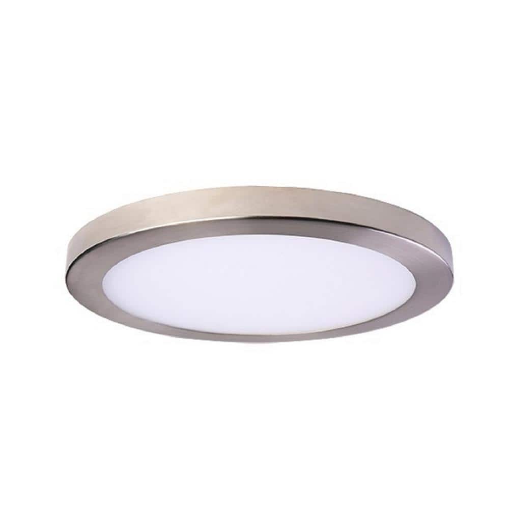 Round Platter Light Length 15 in. Nickel New Construction Recessed Integrat