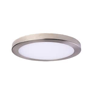 Round Platter Light Length 15 in. Nickel New Construction Recessed Integrated LED Trim Kit Round Fixture