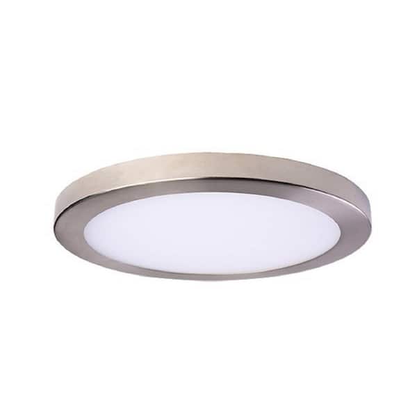 AMAX LIGHTING 4000K Round Platter Light Length 15 in. brushed nickel Fixture New Construction Recessed Integrated Led Trim Kit