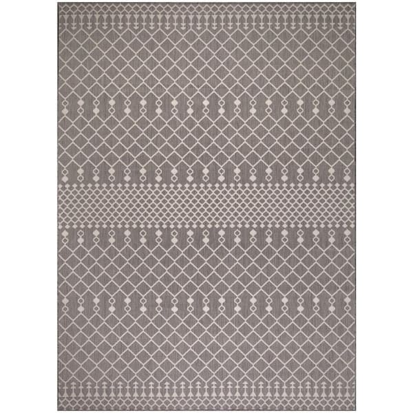Nourison Positano Charcoal 9 ft. x 12 ft. Moroccan Contemporary Area Rug