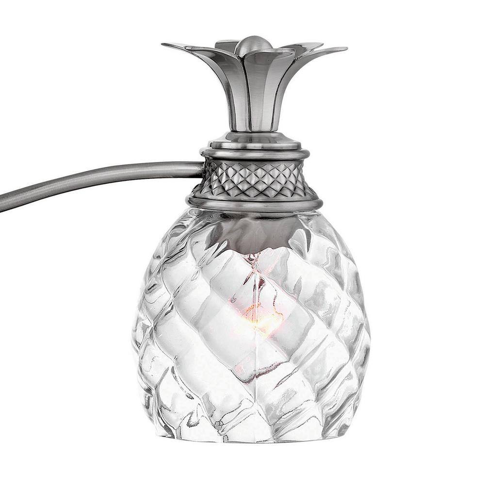 Elegant Polished Antique Nickel 5-Light Outdoor Bath Vanity with Clear Optic Glass