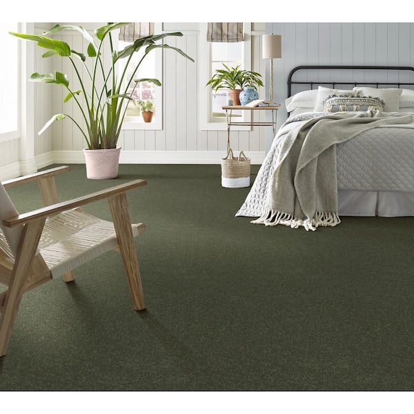 House Party I - Ivy - Green 37.4 oz. Polyester Texture Installed Carpet