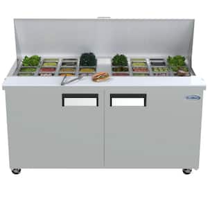 60 in. W 15 cu. ft. Refrigerated Food Prep Station Table with Mega Top Surface in Stainless Steel