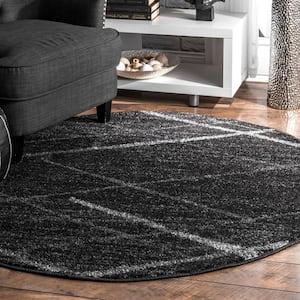Thigpen Contemporary Stripes Dark Gray 8 ft. x 10 ft. Oval Rug
