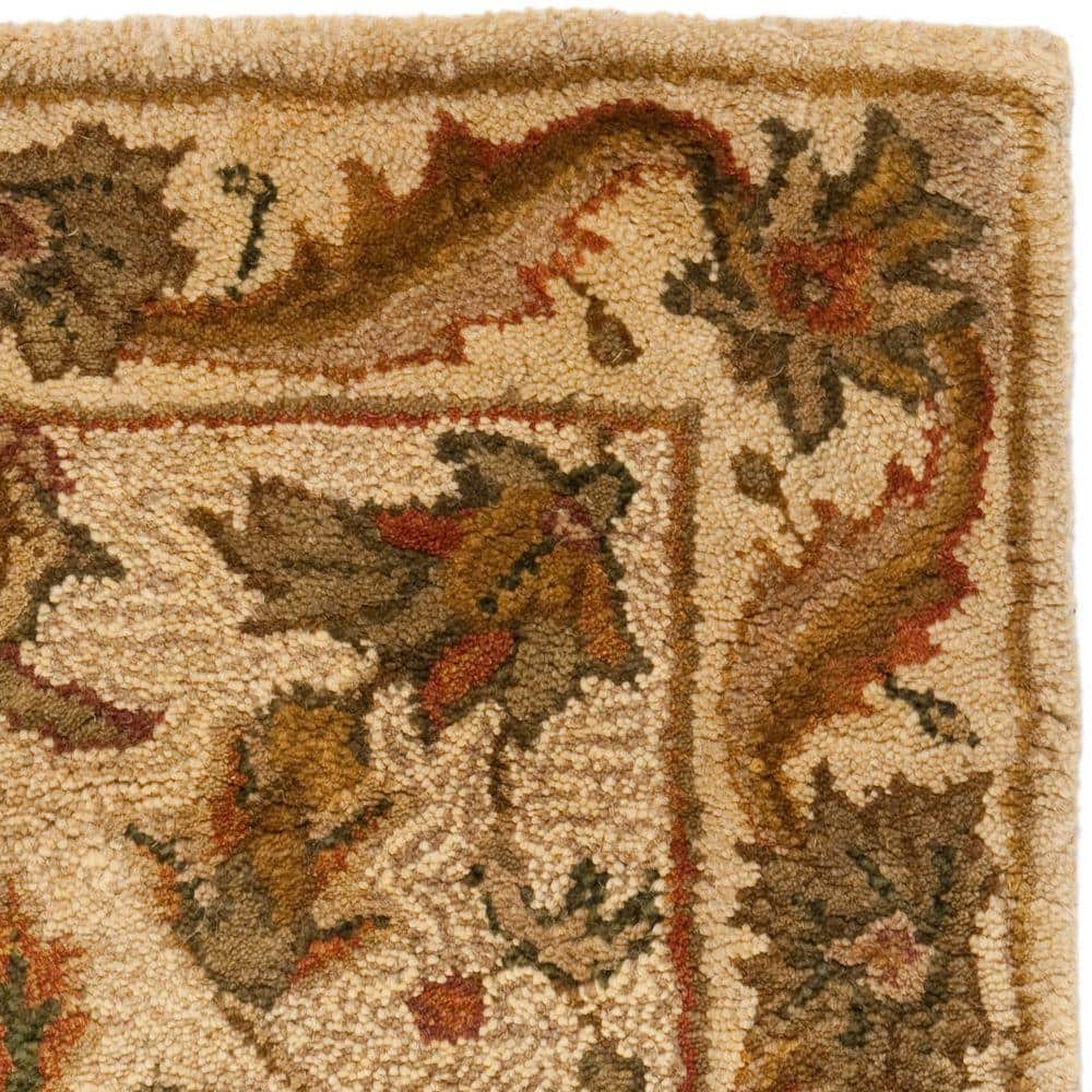 Gold and Beige Hand-Tufted Wool Floral Area Rug 2' x 3'