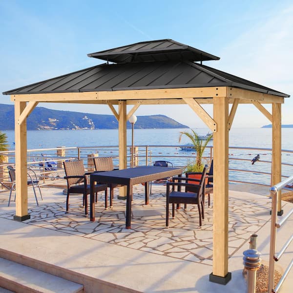 EAGLE PEAK 13 ft. W x 11 ft. D Black Outdoor Cedar Framed Hardtop