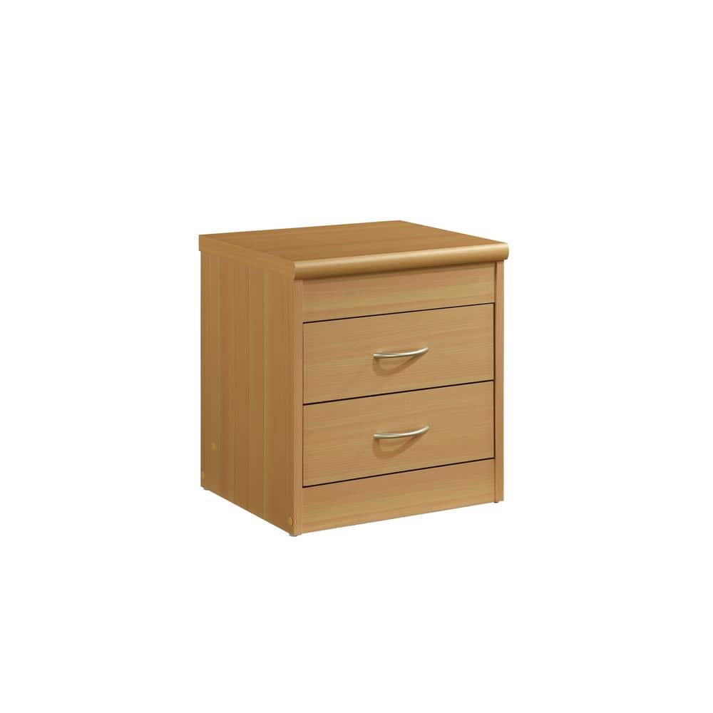 Beech 2-Drawer Engineered Wood Nightstand