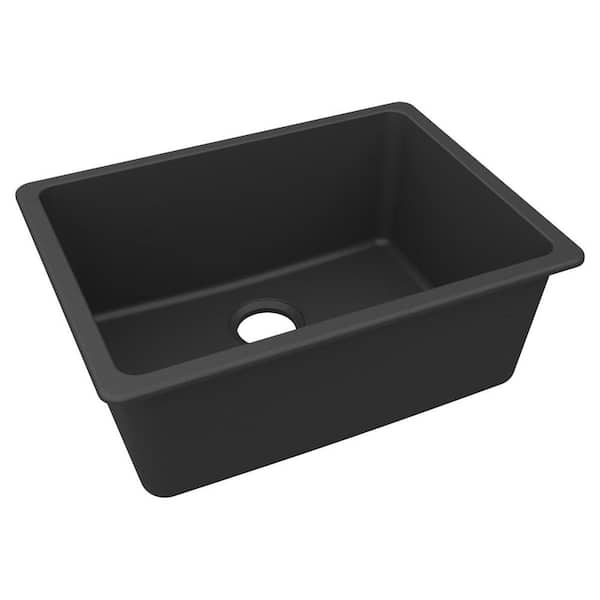 Elkay Quartz Classic 25 in. Undermount Single Bowl Matte Black Granite/Quartz Composite Kitchen Sink Only