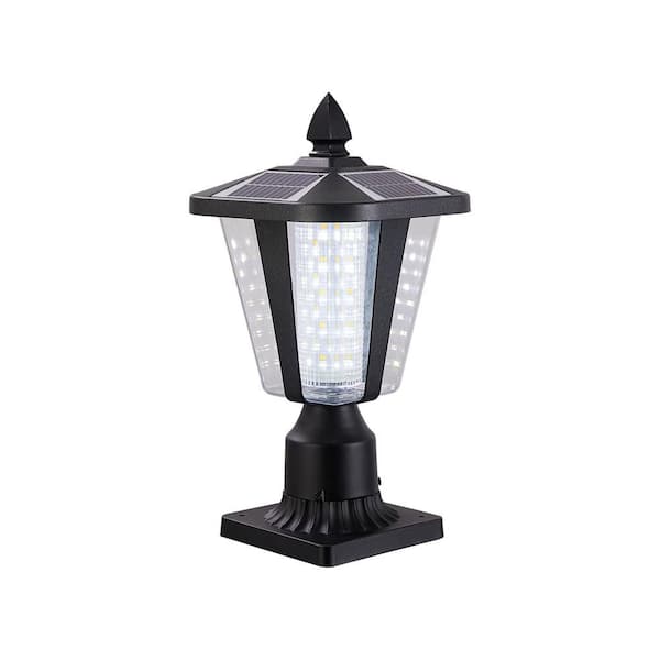 Unbranded Outdoor Solar Light, 15 in. Black Dusk to Dawn Outdoor Solar Powered Garden Light Lantern with LED, 1-Pack