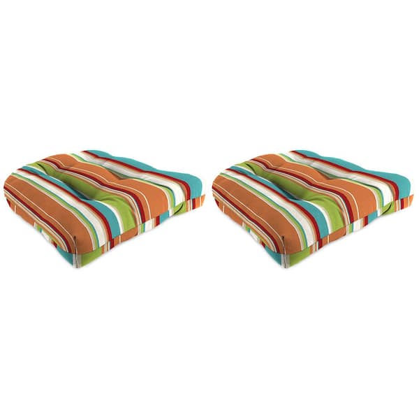 Jordan Manufacturing 19 in. L x 19 in. W x 4 in. T Outdoor Square Wicker Seat Cushion in Covert Breeze (2-Pack)