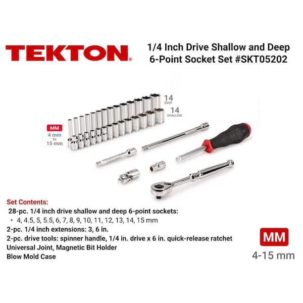 1/4 in. Drive 6-Point Socket and Ratchet Set, 34-Piece (4-15 mm)