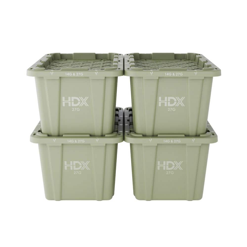 HDX 27 gal. Army Green Tough Tote-4 Pack 999-HDX-27AG-4 - The Home