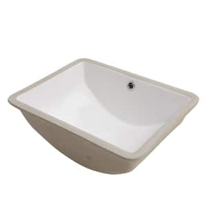 18 in. Ceramic Undermount Bathroom Vessel Sink in White