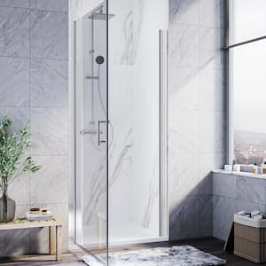 30 to 31-3/8 in. W x 72 in. H Pivot Swing Frameless Shower Door in Chrome with Clear Glass