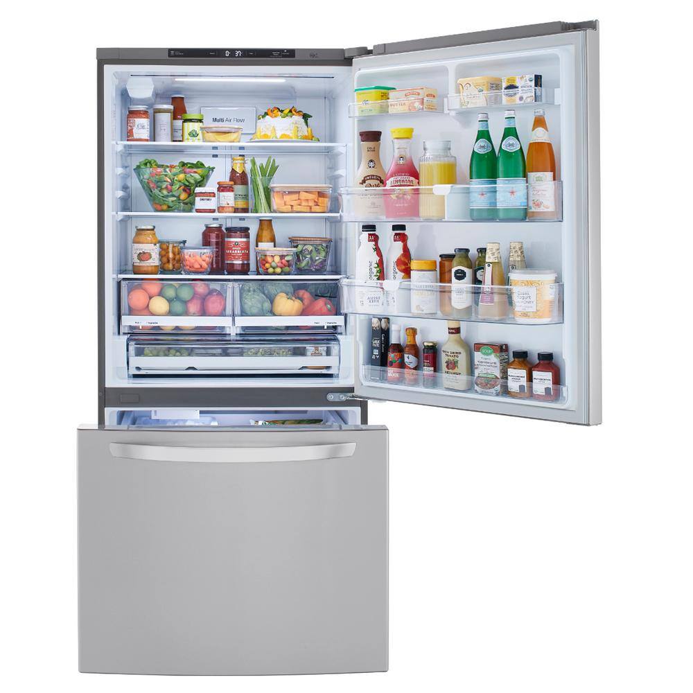 LG 25.50 cu. ft. Bottom Freezer Refrigerator in PrintProof Stainless Steel with Filtered Ice and Smart Cooling