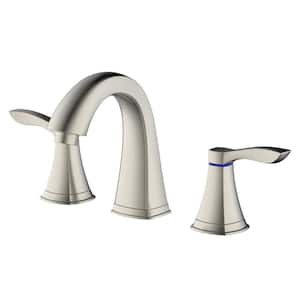 Moonstone 8 in. Widespread 2-Handle Hi Arc Bathroom Faucet with Pop-Up Drain in Brushed Nickel