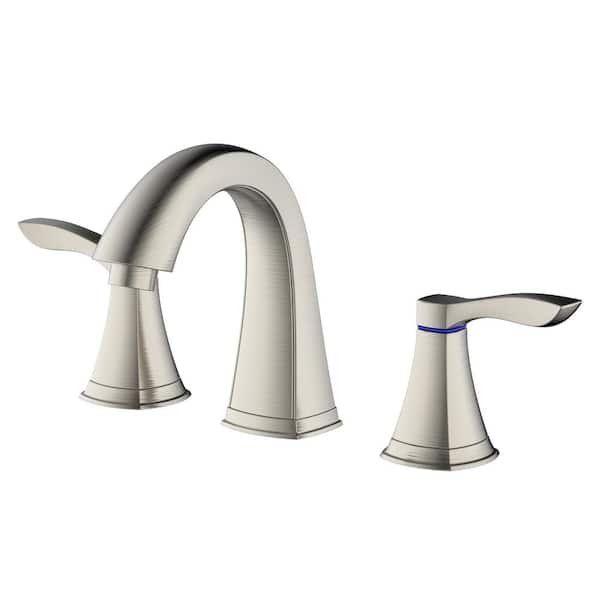 Innova Moonstone 8 in. Widespread 2-Handle Hi Arc Bathroom Faucet with Pop-Up Drain in Brushed Nickel