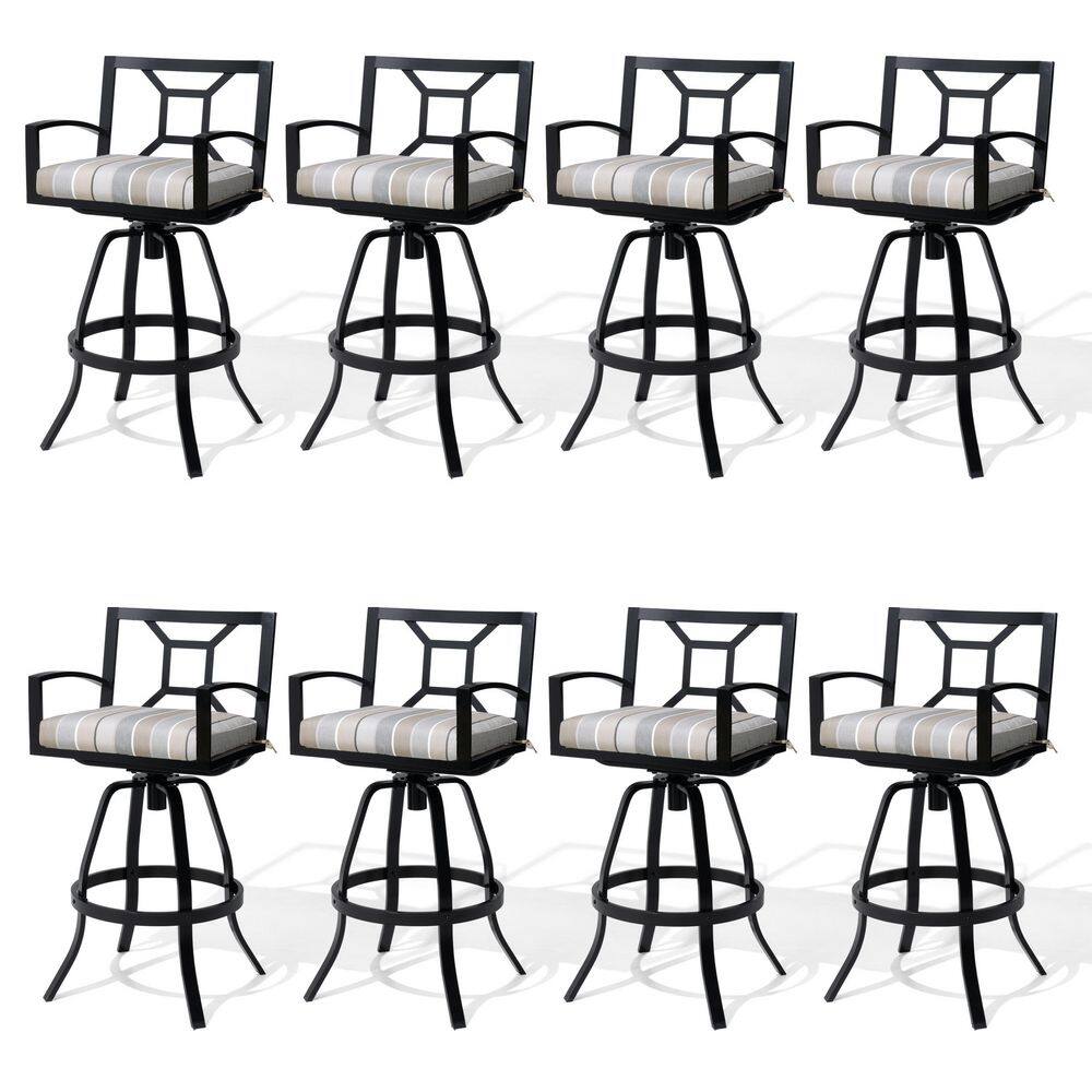 Swivel Aluminum Outdoor Bar Stool with Sunbrella Spectrum Denim Cushion (8-Pack) price history on PriceWatchPro